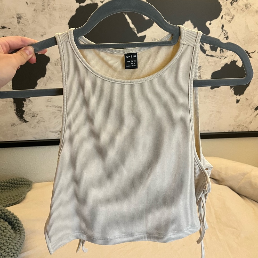 beige SHEIN cropped tank top with tie-able sides (size M)